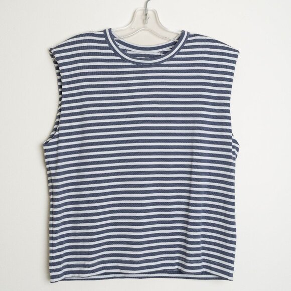 Madewell Blue and White Striped Muscle Tee - Picture 4 of 12
